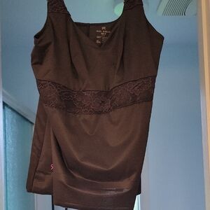 Ruby Ribbon Black Lace-Trim Shaping Tank